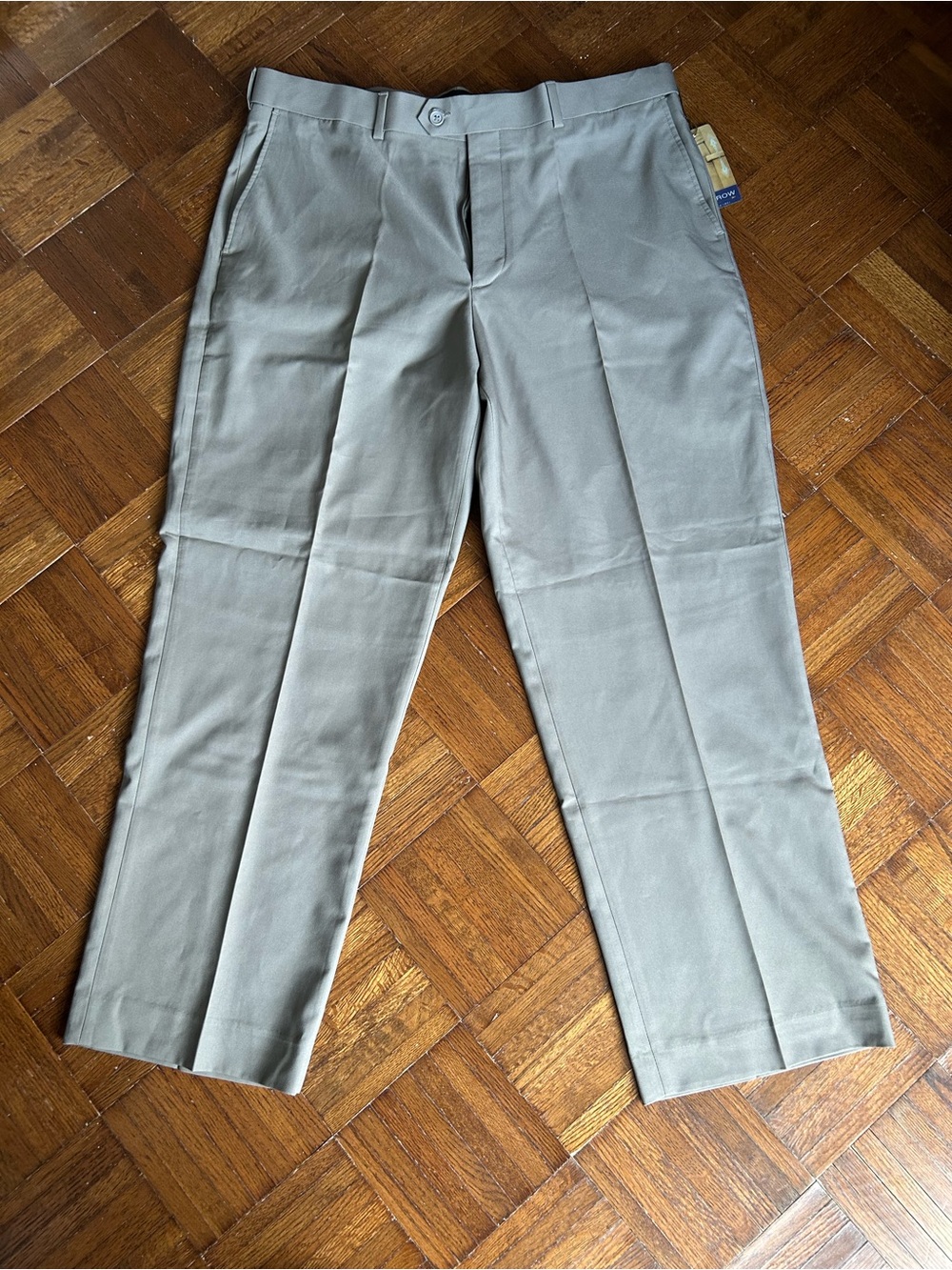 Arrow Taupe Flat-Front Microfiber Dress Pants